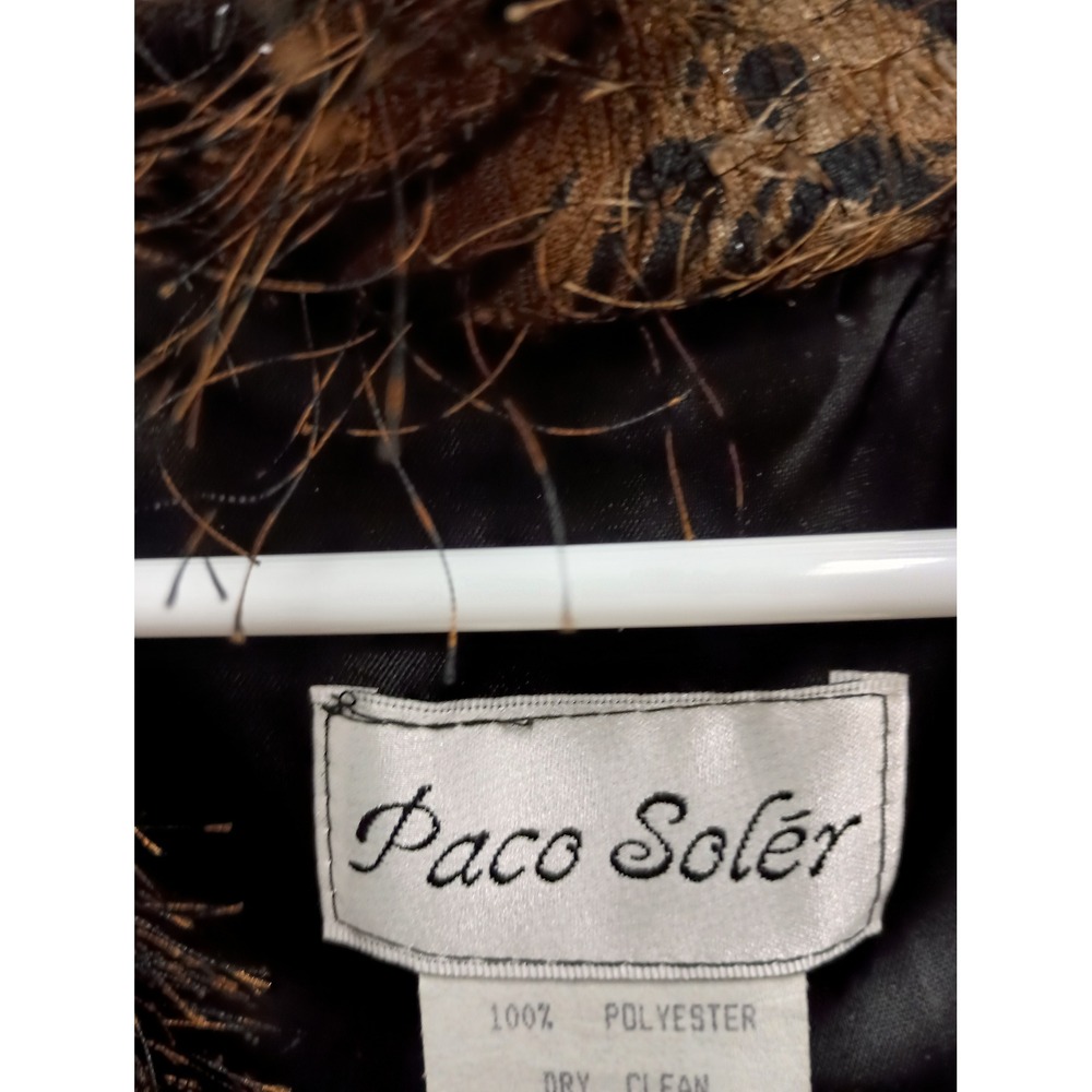 Vintage Paco Soler Vest Womens M/L Brown Animal Print Faux Fur Eyelash Knit - Picture 7 of 12